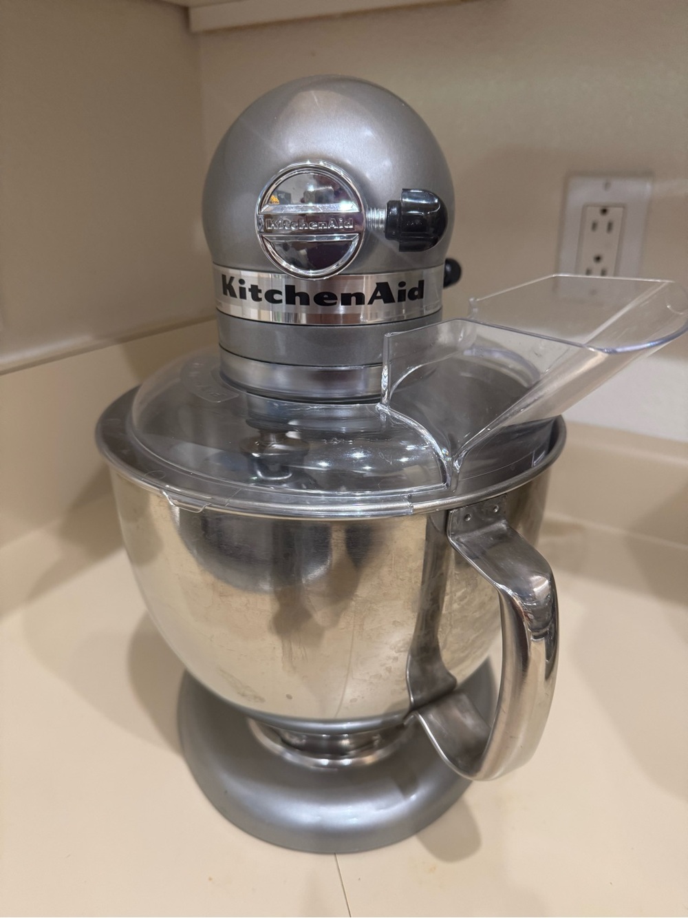 KitchenAid Silver Tilt-Head Stand Mixer with Pouring Shield